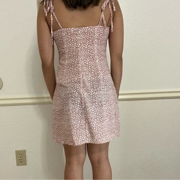 SHEIN Print Tie Mini Dress, Size Small, Pink and White - Picture 4 of 8